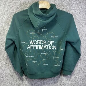 Dandy Worldwide Hoodie Womens Large Green Words Of Affirmation Fleece Sweatshirt